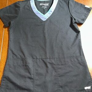 Barco Grey’s Anatomy Uniforms Black V-Neck Short Sleeve Top
